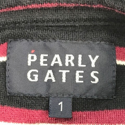 【1円】PEARLY GATES パーリーゲイツ 長袖ポロシャツ ボタンダウン ストライプ ブラック系 1 [240001884169] レディース_画像6