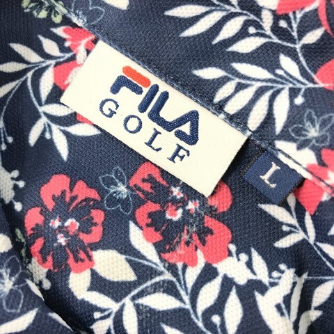 FILA GOLF フィラゴルフ 半袖ポロシャツ ボタンダウン 総柄 ネイビー系 L [240001885814] ゴルフウェア メンズ_画像6