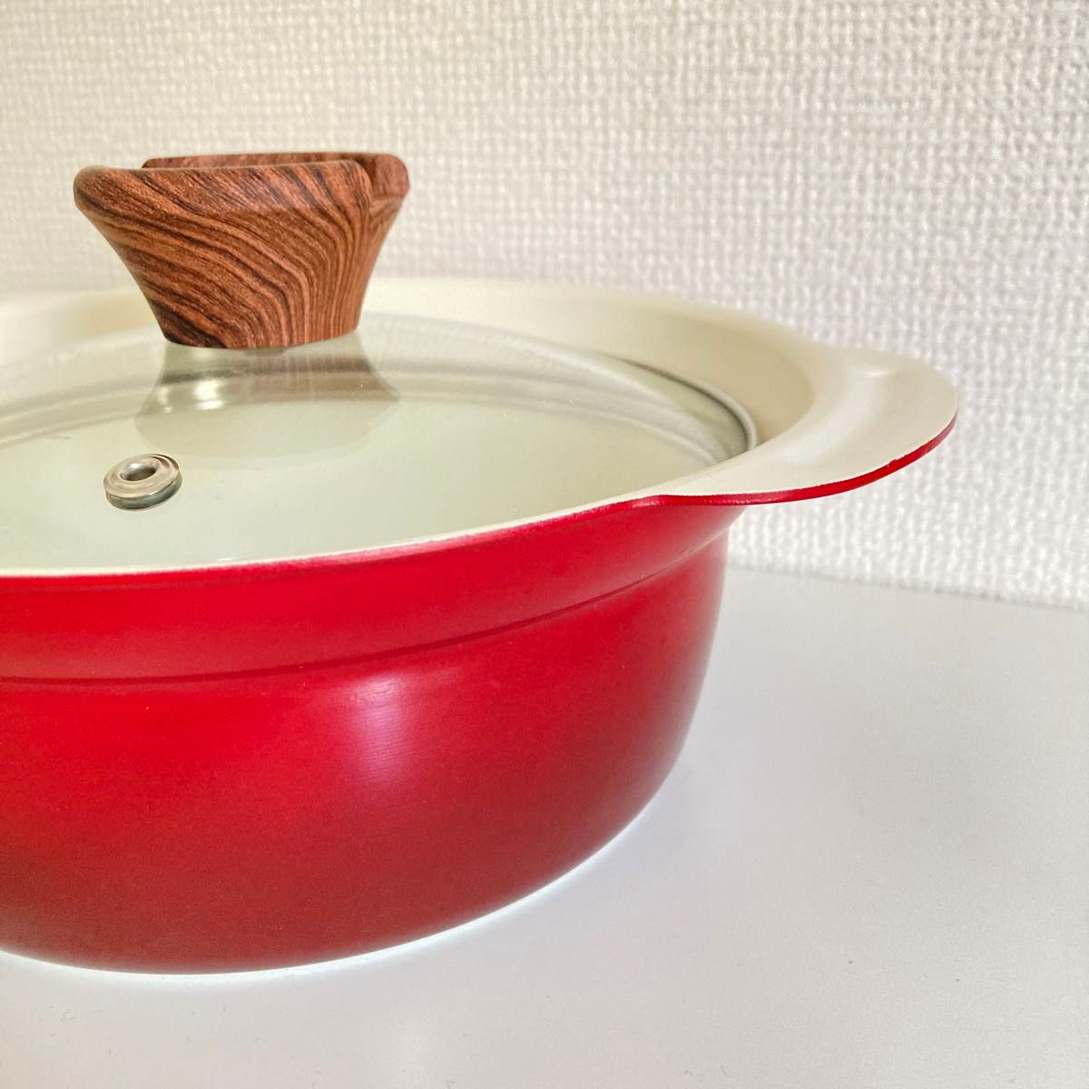 鍋 調理器具 赤 グラデーションデザイン レッド 美品 箱あり 両手鍋