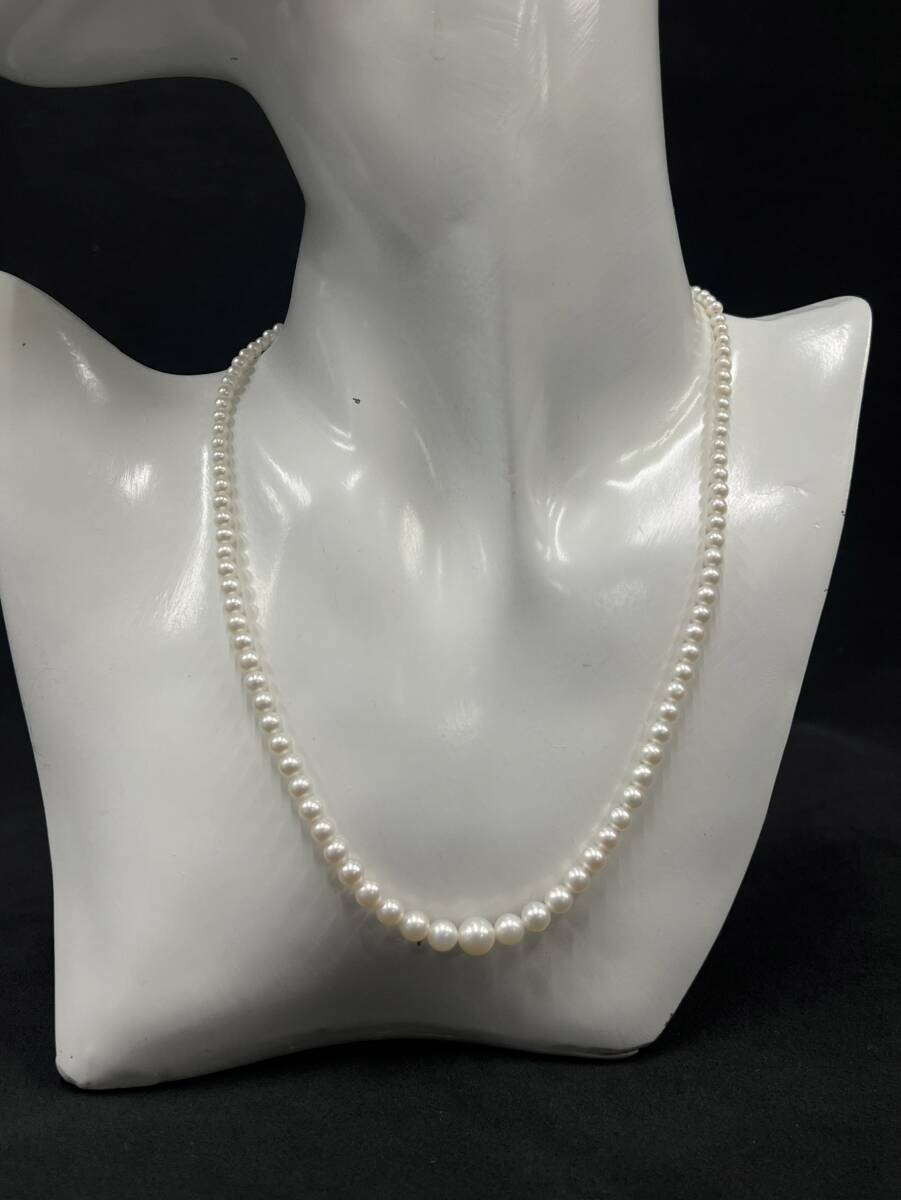 0002-0465 1円出品 真珠 パール アクセサリー ネックレス ホワイト K18 刻印 有り 総重量 約 10.02g 現物 のみ_画像1