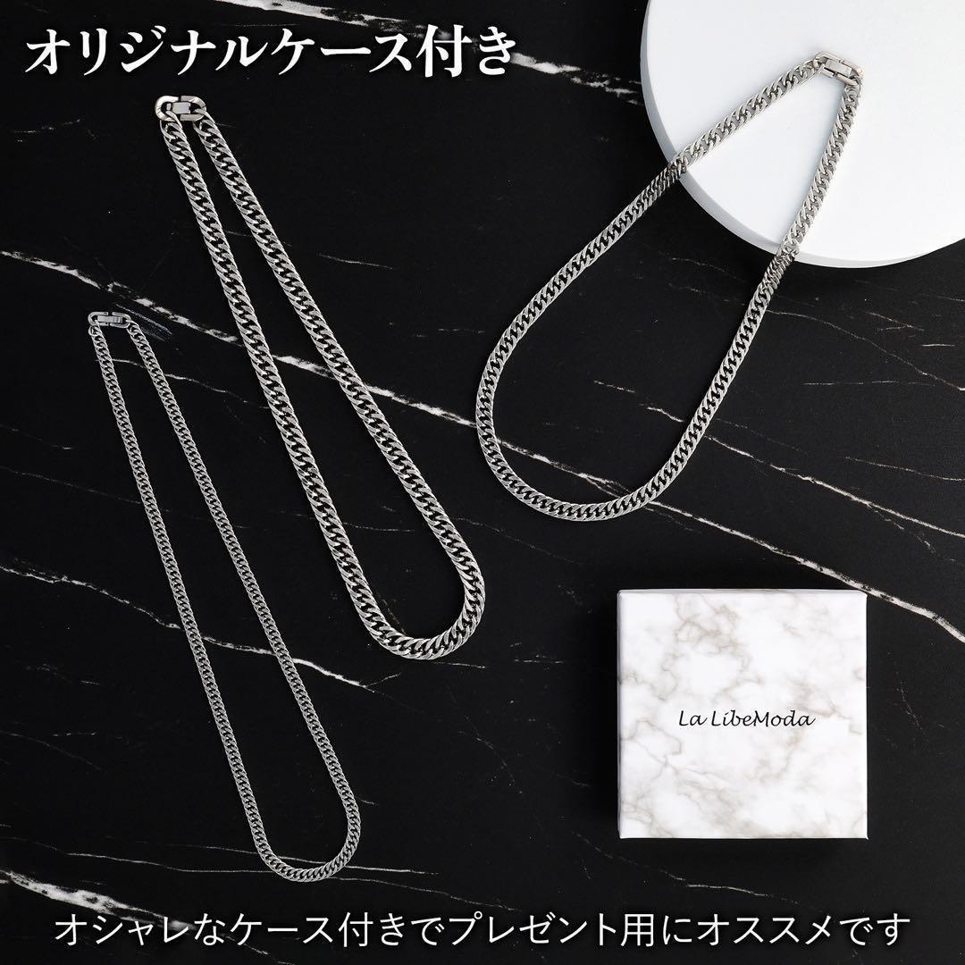 1円出品 定価2580円 喜平ネックレス 金属アレルギー対応 ステンレス シルバー silver プラチナ 鏡面 6面ダブル 8㎜55㌢ メンズネックレス_画像6