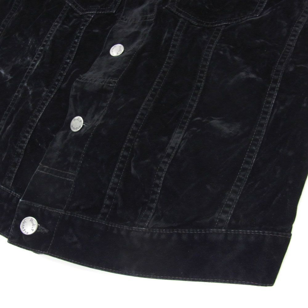 定価4万円●Nudie Jeans BILLY ベルベッド トラッカー ジャケット ヌーディージーンズ メンズ Sサイズ ブラック ベロア Gジャン 正規品_画像5