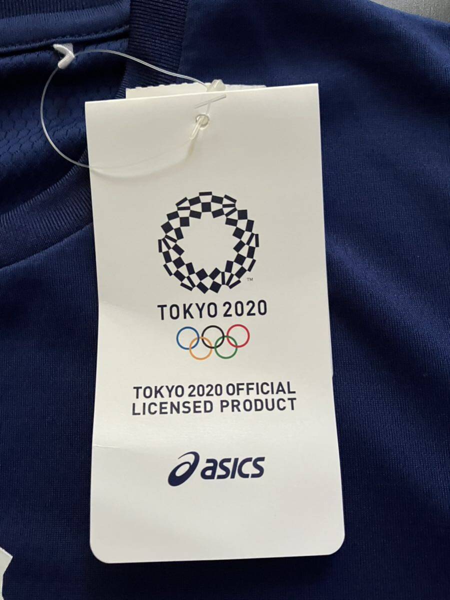 ★送料無料！新品 asics アシックス TOKYO2020 オリンピックエンブレムTシャツ 紺★L_画像3