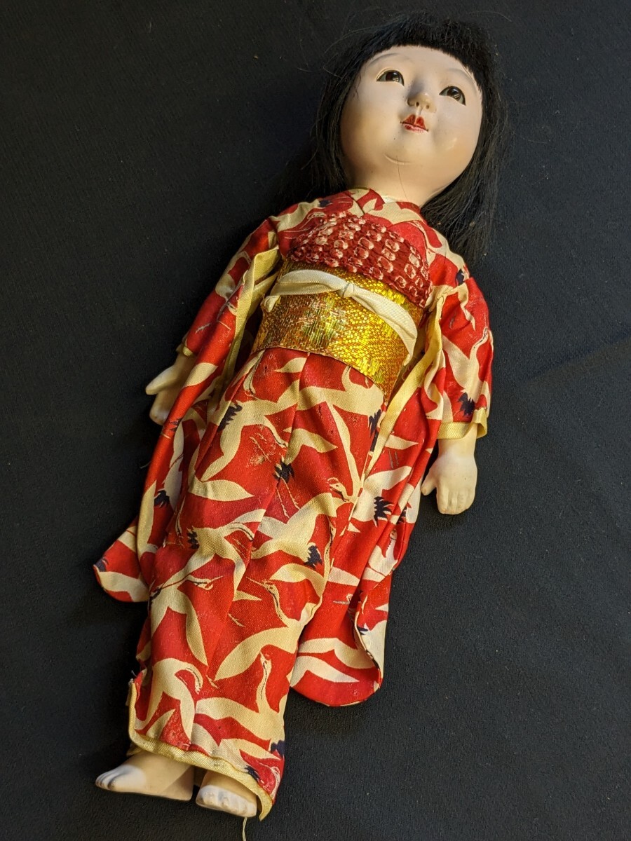 アンティーク 日本人形 市松人形 抱き人形 女の子 身長約34cm_画像8