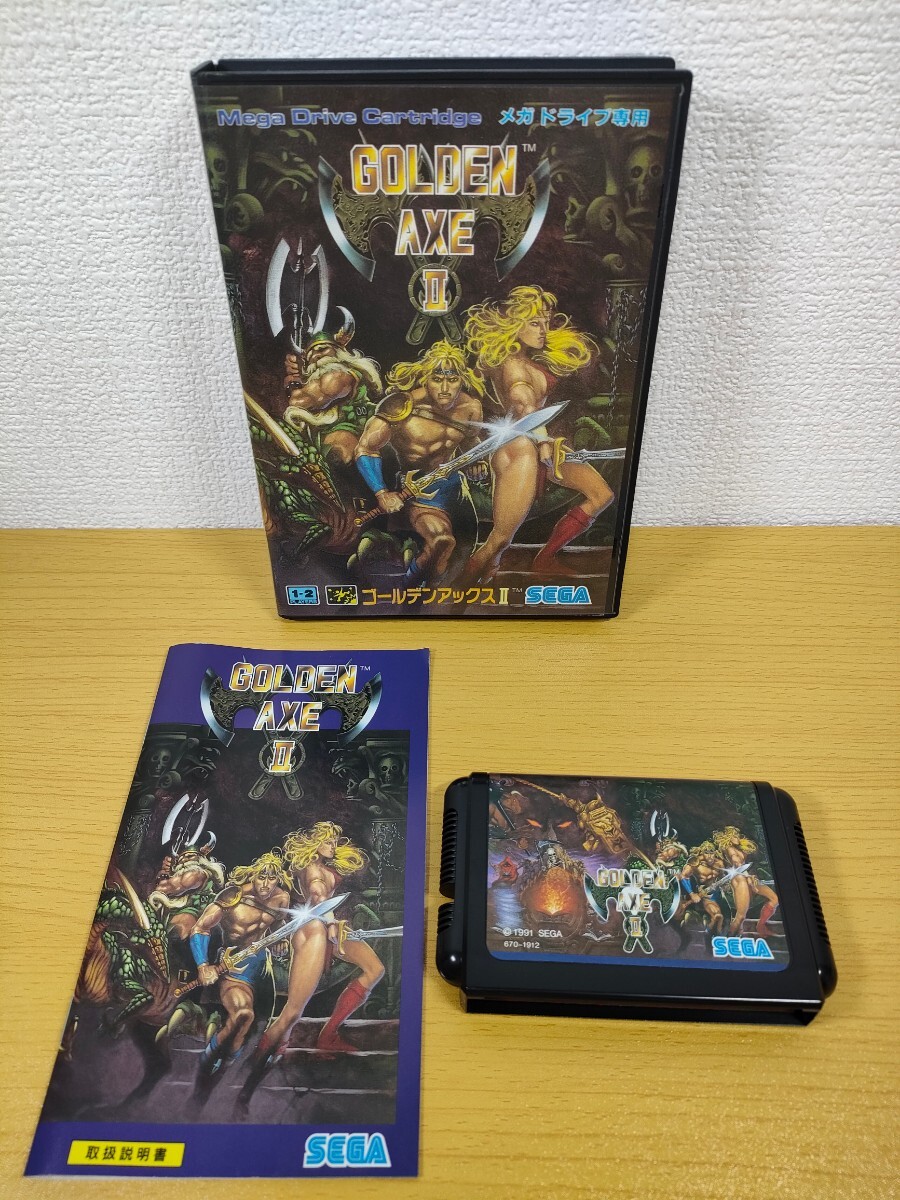 MD 良品【ゴールデンアックスⅡ 2 GOLDEN AXE】箱 取扱説明書 ソフト付き『セガ メガドライブ』ゴールデン アックス SEGA 戦斧_画像1