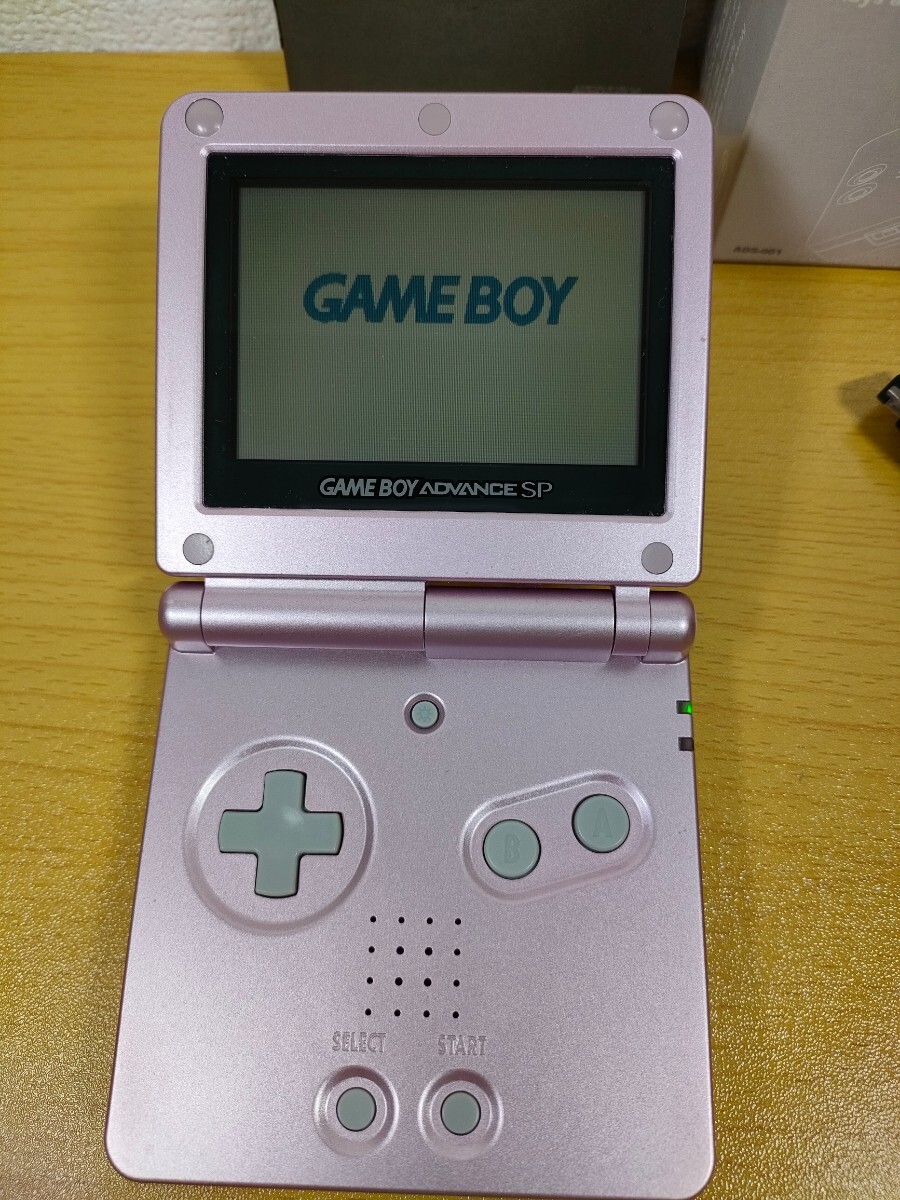 GBA SP body operation OK[ body complete set pearl pink ] box owner manual with charger .[ Game Boy Advance NINTENDO AGS-001 PPA] serial number coincidence 
