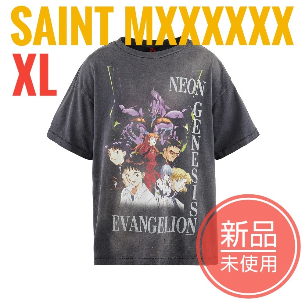 新品 XL 黒 saint mxxxxxx Tシャツ エヴァ Eva 24ss ビンテージ 古着 プリント Tシャツ 半袖 セイントマイケル _画像1