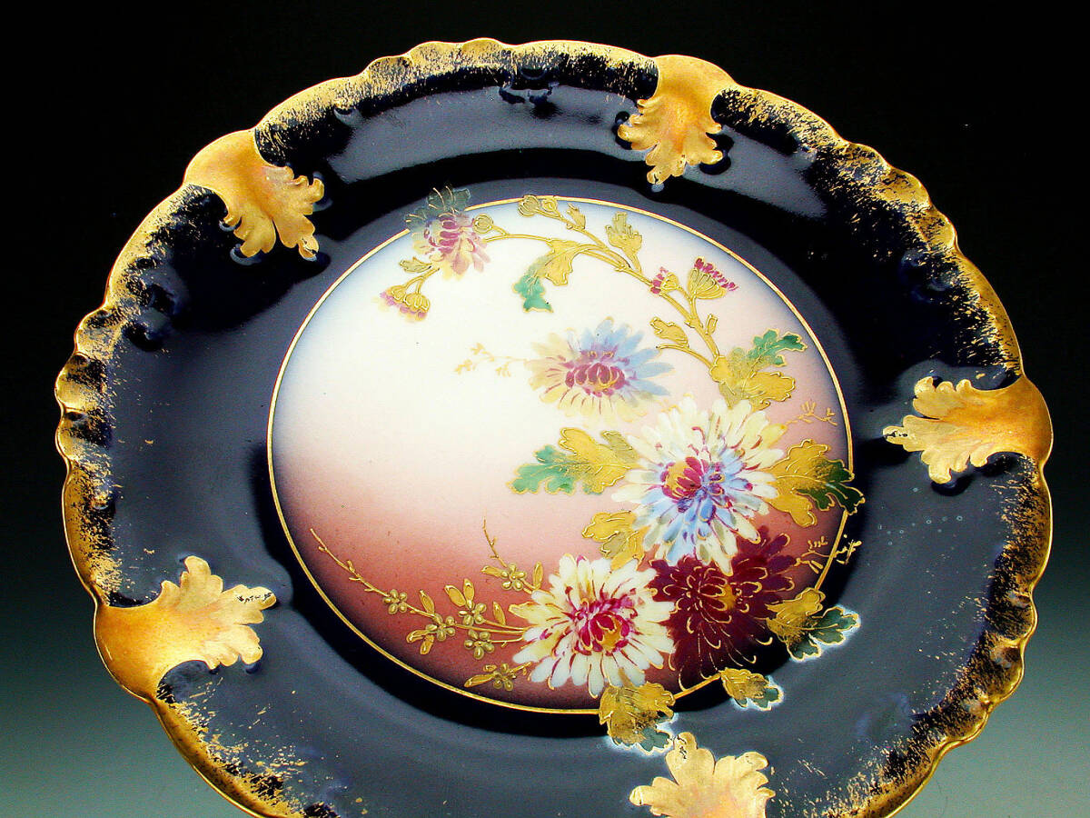  античный Limo -ju*a-ru Novo - форма золотой . сверху хризантема . орнамент тарелка 