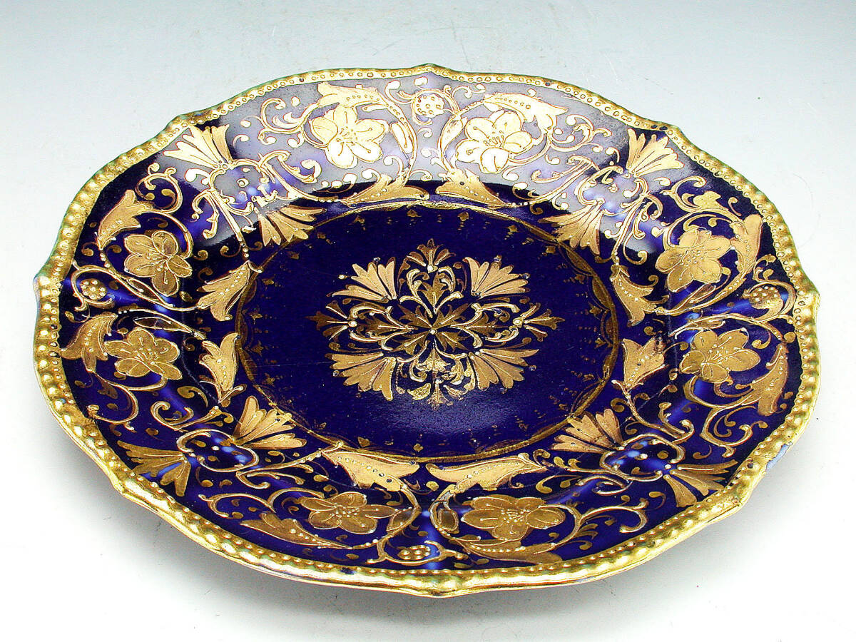  the first period Old Noritake . goods!! Old Noritake * gold . on .. Indigo ground . equipment ornament . ornament plate 