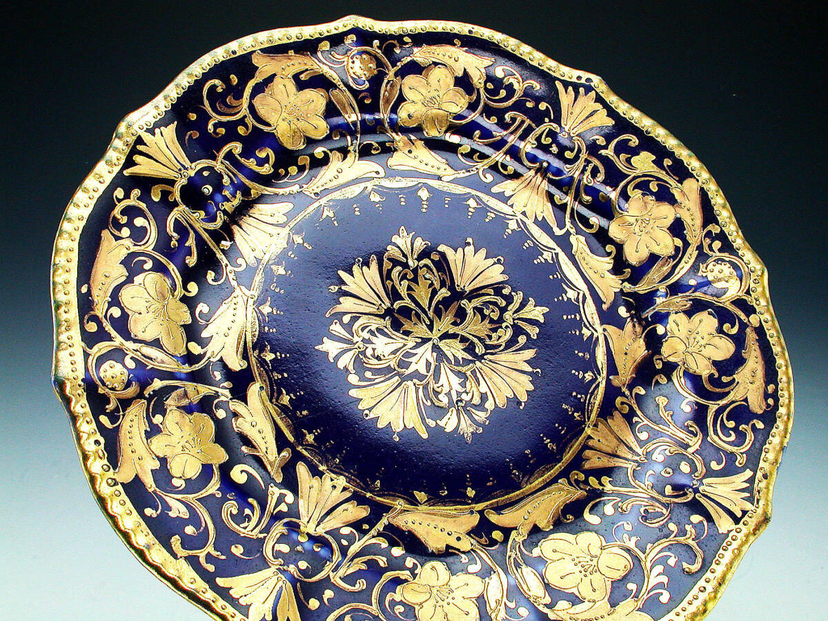  the first period Old Noritake . goods!! Old Noritake * gold . on .. Indigo ground . equipment ornament . ornament plate 