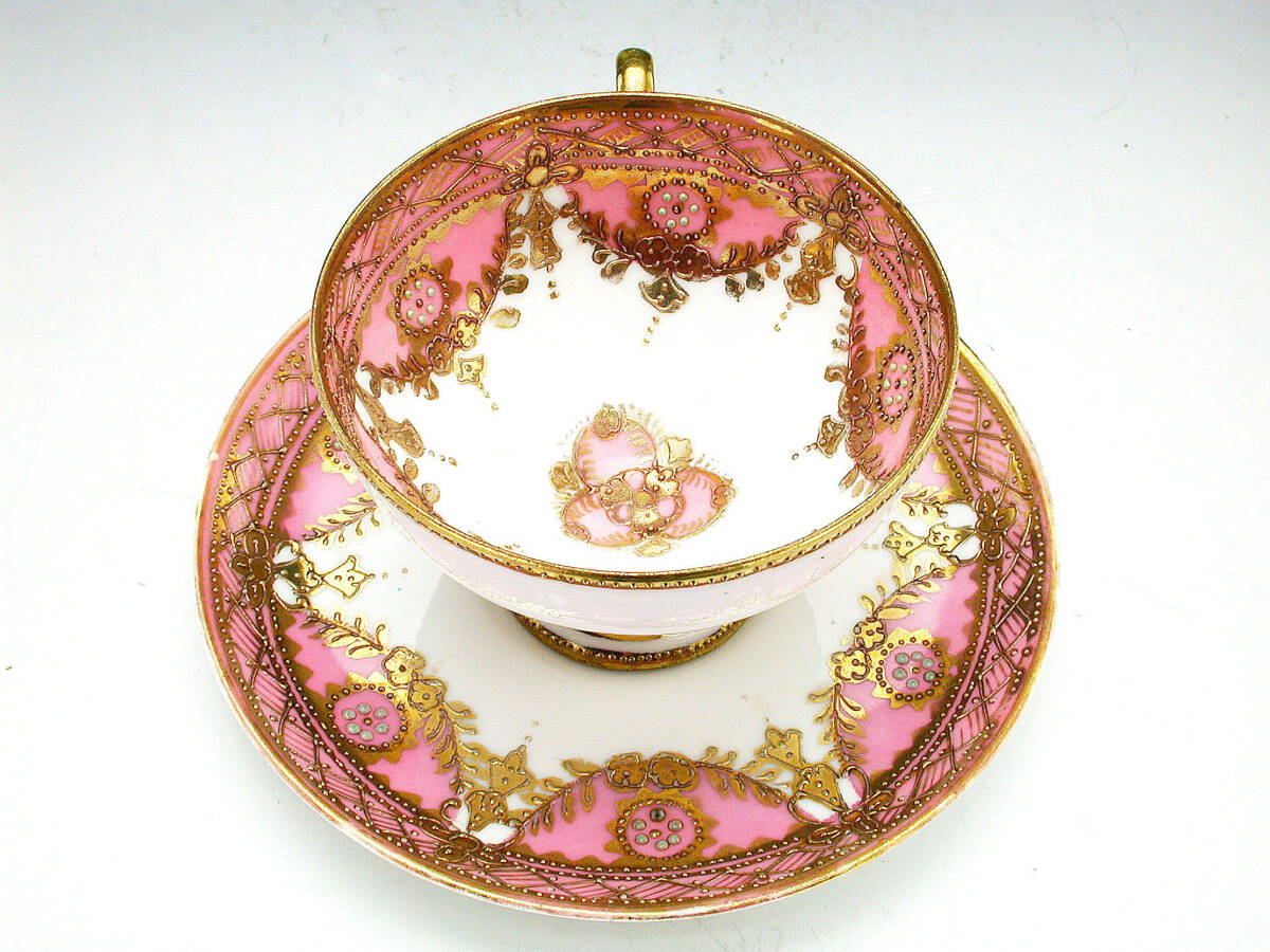  the first period Old Noritake . goods!! Old Noritake * gold . on jewel peach ground Galland equipment ornament .peti start ru cabinet cup 
