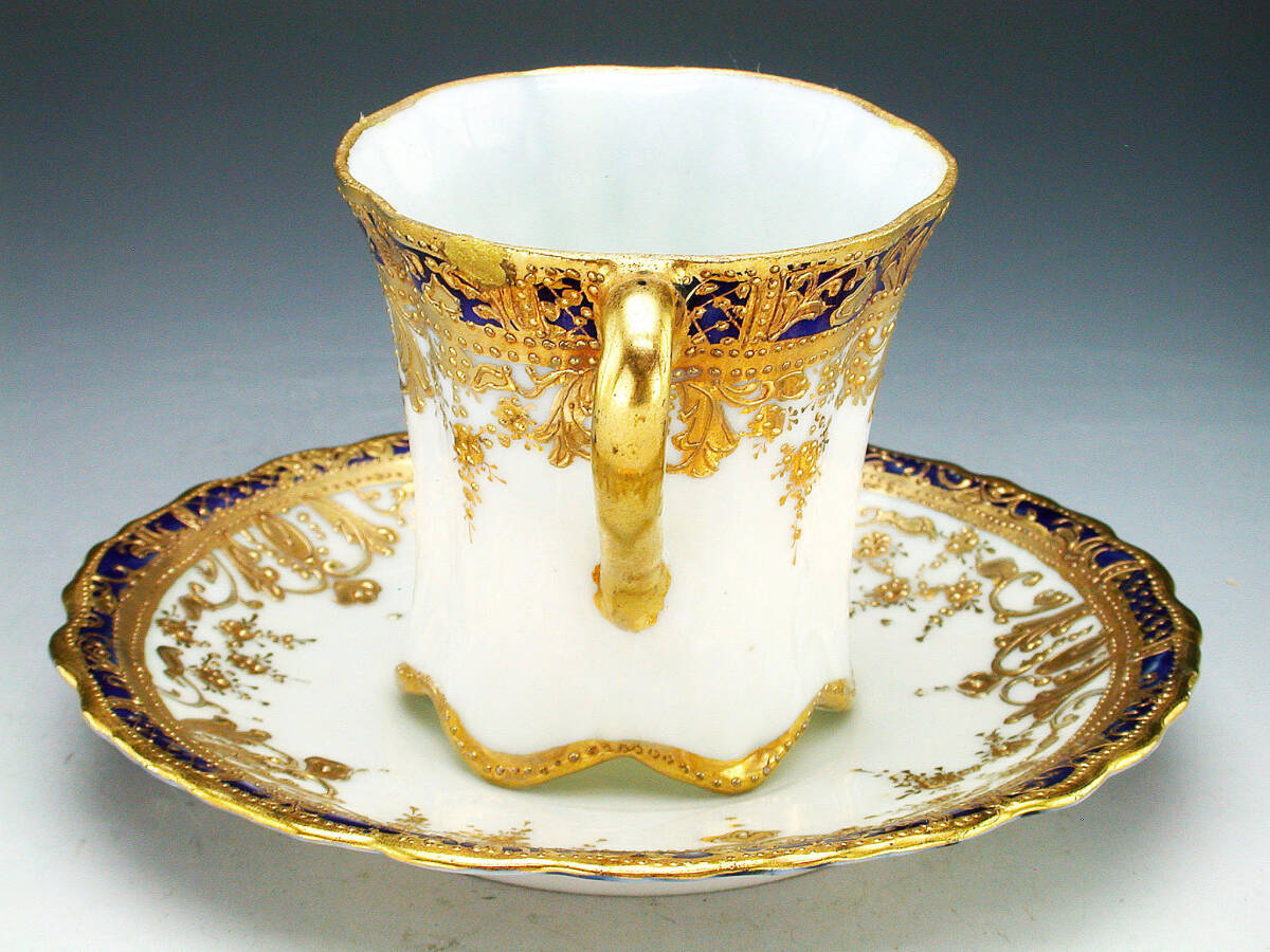  the first period Old Noritake . goods!! Old Noritake *a-ru Novo - form gold . on Indigo .. ream . equipment ornament . cabinet cup 