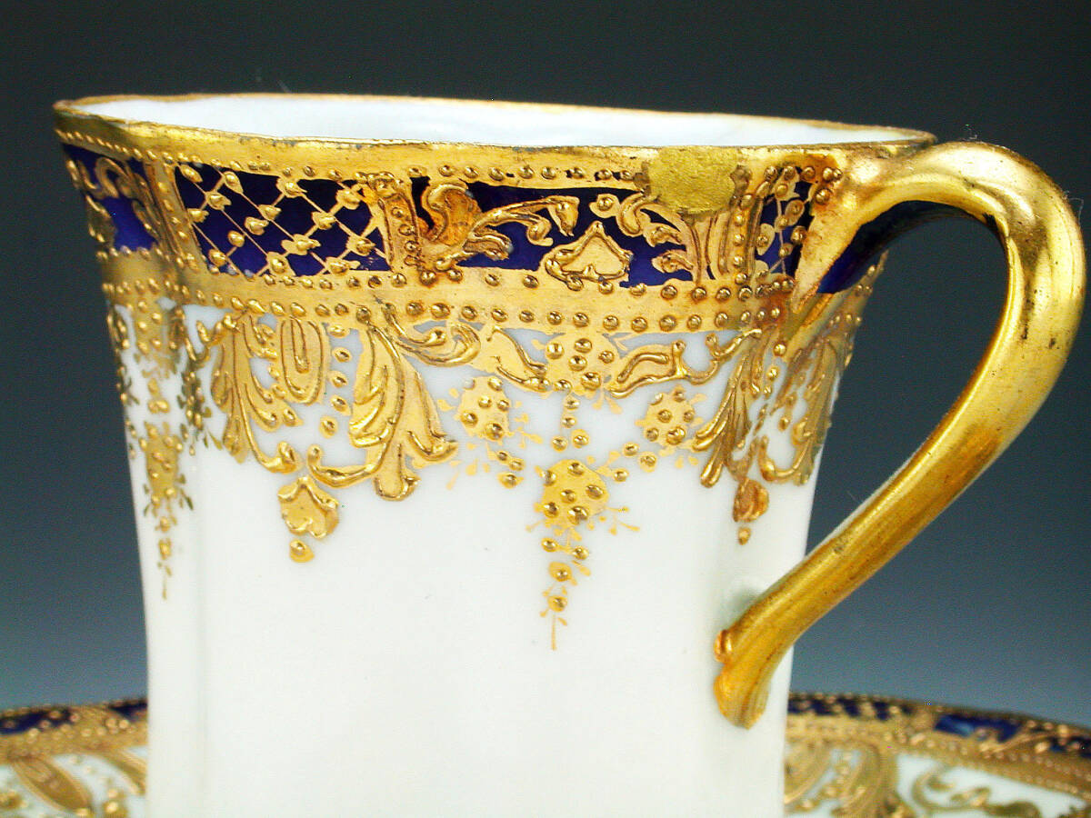  the first period Old Noritake . goods!! Old Noritake *a-ru Novo - form gold . on Indigo .. ream . equipment ornament . cabinet cup 