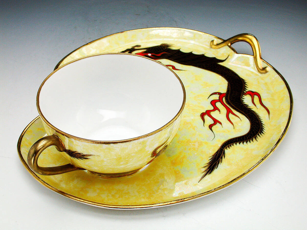  Old Noritake . goods!! Old Noritake * gold paint . sho dragon map luster . snack tray cup * Duo 