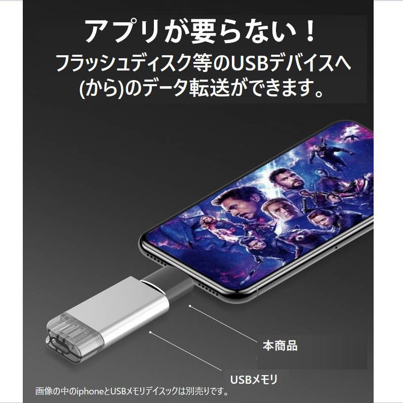 iPhone用 USBポート 変換アダプタ LightningオスtoUSBメス USB機器接続 OTG iPadライトニング 