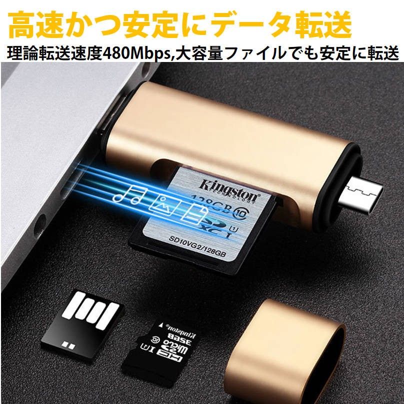 5in1 TypeC USB MicroUSB SD TFカードリーダー OTG変換コネクタ Macbook