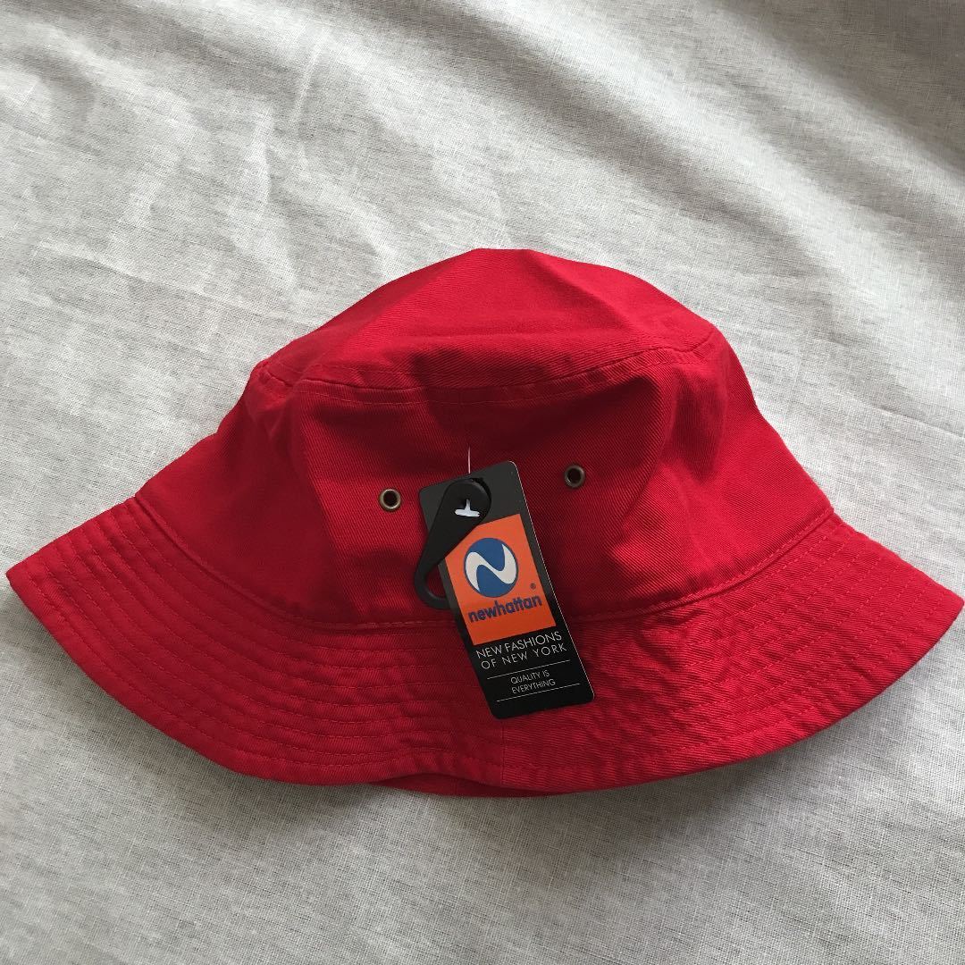 newhattan ニューハッタン コットン バケットハット 帽子 L/XL 赤 レッド