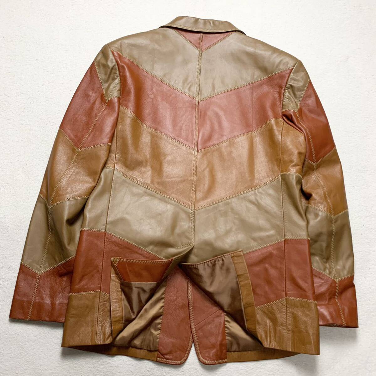  редкий Lfela-la[ первоклассный. овечья кожа ]FERRARA tailored jacket лоскутное шитье Rider's кожаная куртка овчина кожа ягненка Brown 1 иен 