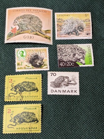 # including in a package possible hedgehog etc. . seal less unused stamp abroad old animal stamp 5 sheets +. seal have 2 sheets 