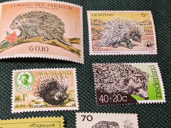 # including in a package possible hedgehog etc. . seal less unused stamp abroad old animal stamp 5 sheets +. seal have 2 sheets 