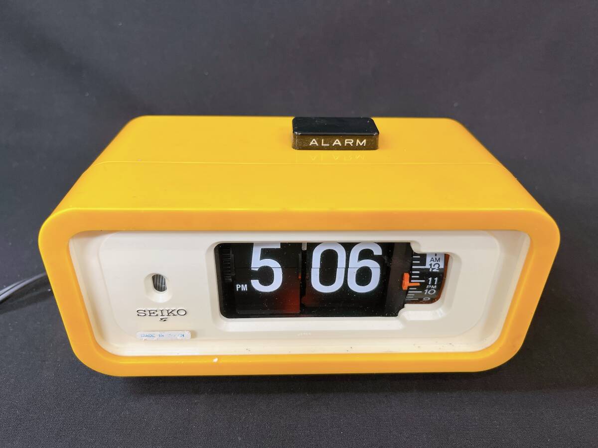 SEIKO パタパタ時計 DP666T 置時計 昭和レトロ 黄色 セイコー _画像4