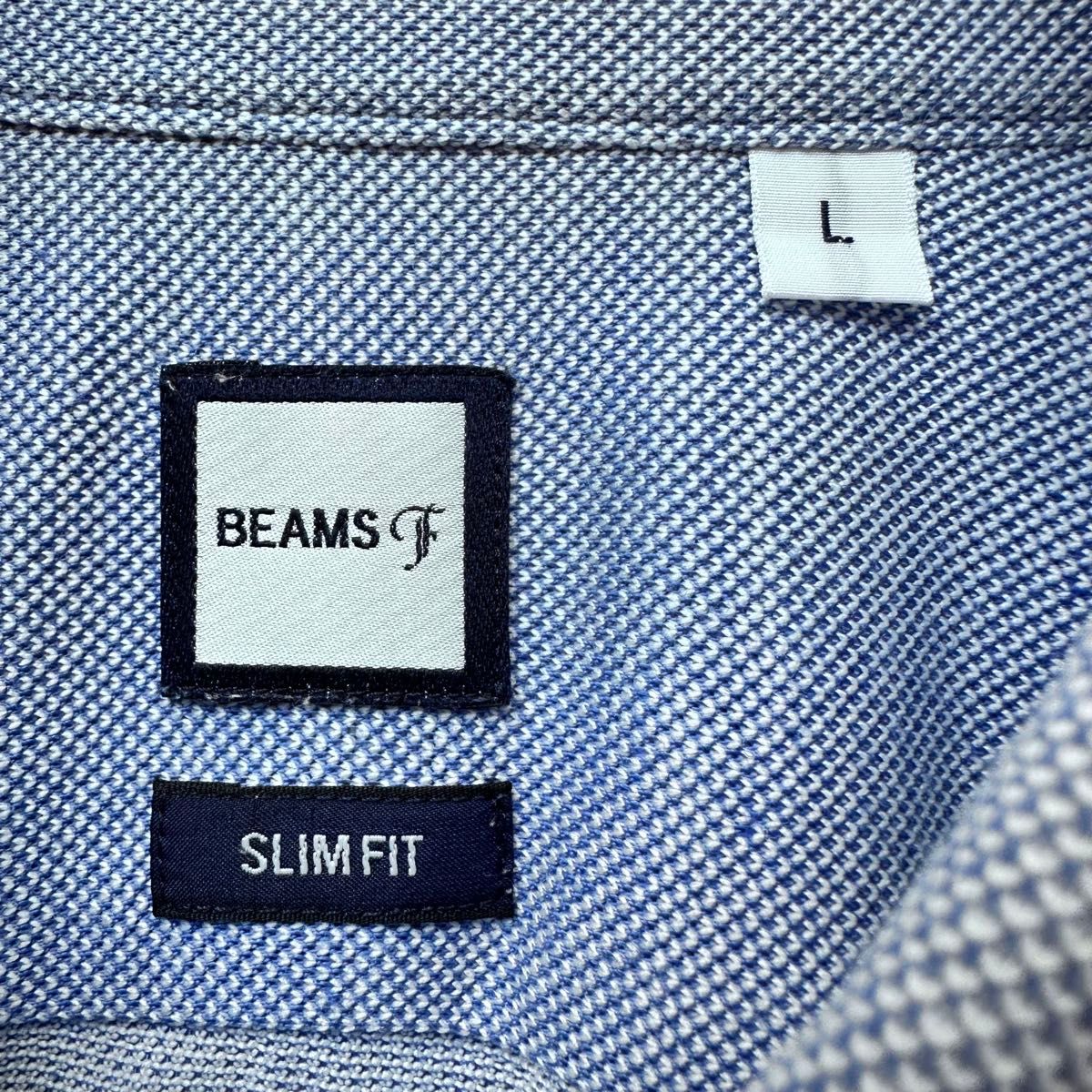 【極美品】 BEAMS F ビームスエフ 半袖シャツ ビジネス SLIMFIT スリムフィット リネン 麻 ポリエステル L