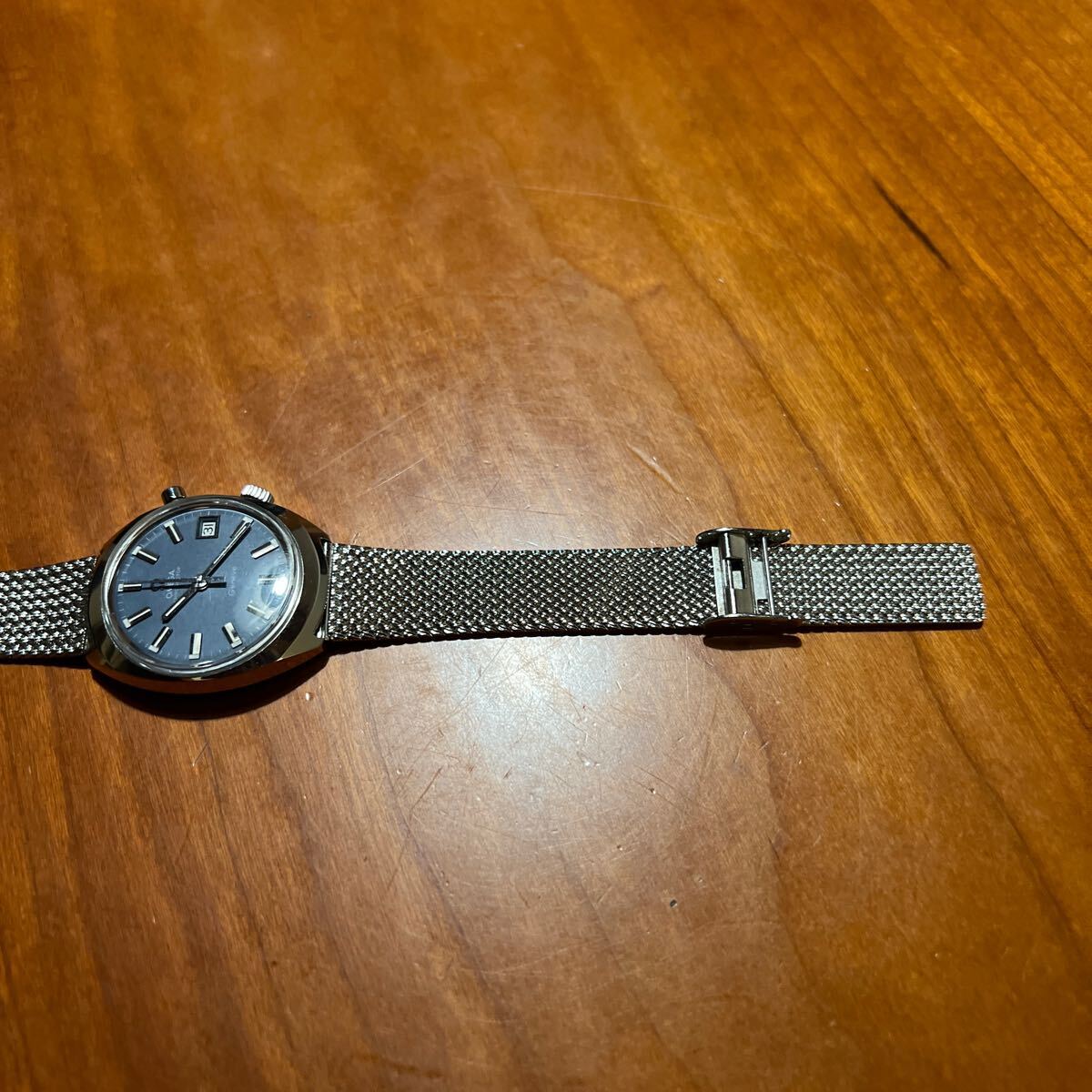 オメガ ジュネーブ ワンストップクロノ 青文字盤 手巻き OMEGA オメガ 稼働品 腕時計 ビンテージ 純正ブレスの画像6