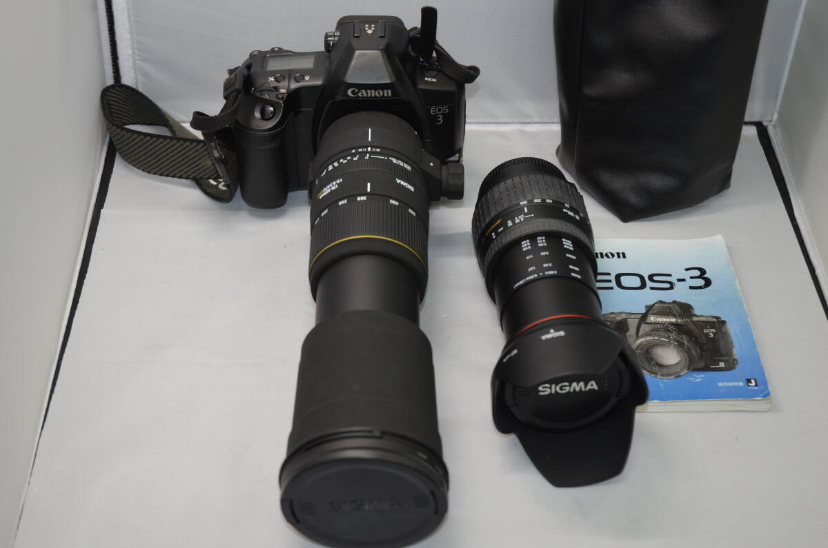 【大黒屋】 Canon EOS 3 + SIGMA 28-300mm +SIGMA 170-500mm +Canon EOS 5+ CANON LENS EF 28-105mm　動作未確認現状品_画像2