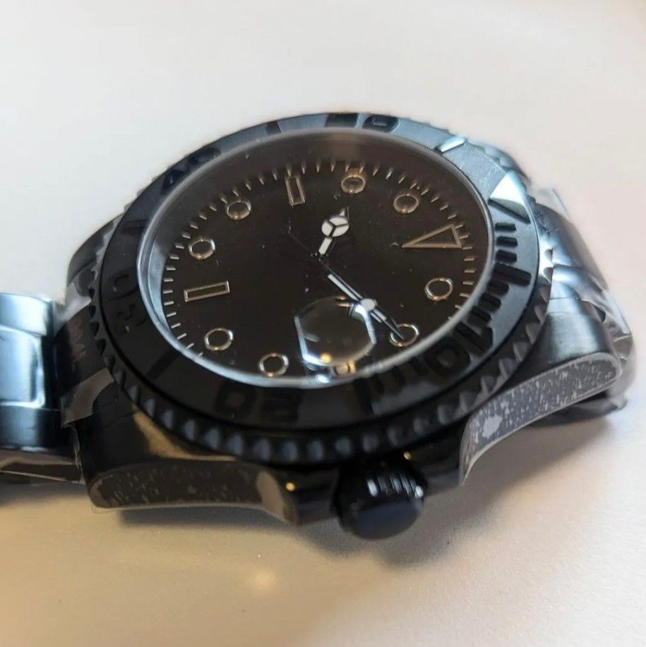 新品 マット ブラック NH35 MOD 自動巻 高級 腕時計 シースルー バック オマージュ メンズ レディース カスタム