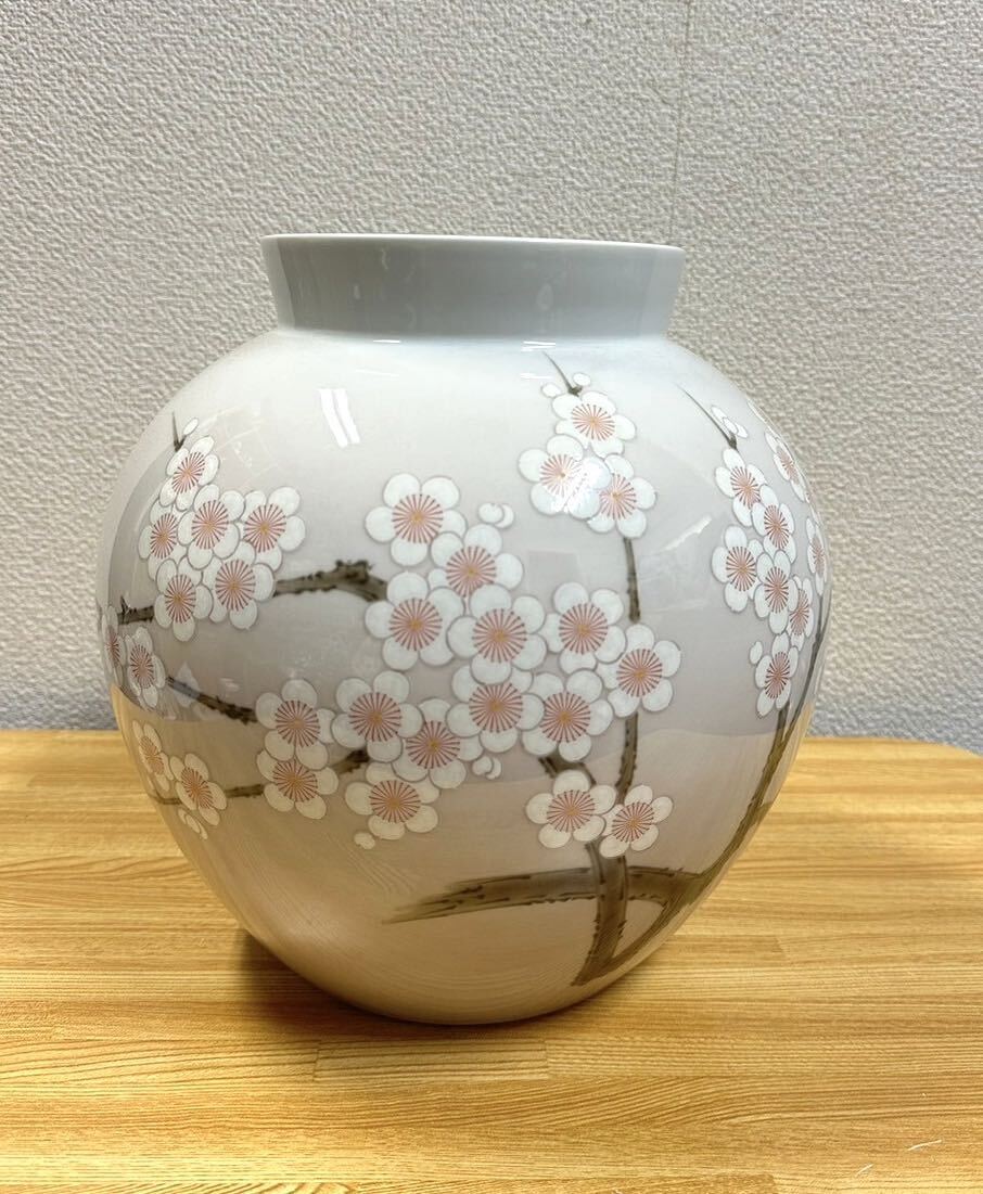 新品未使用 香蘭社 梅 白梅 梅の花 花瓶 花器 花入 陶器 壺の画像2