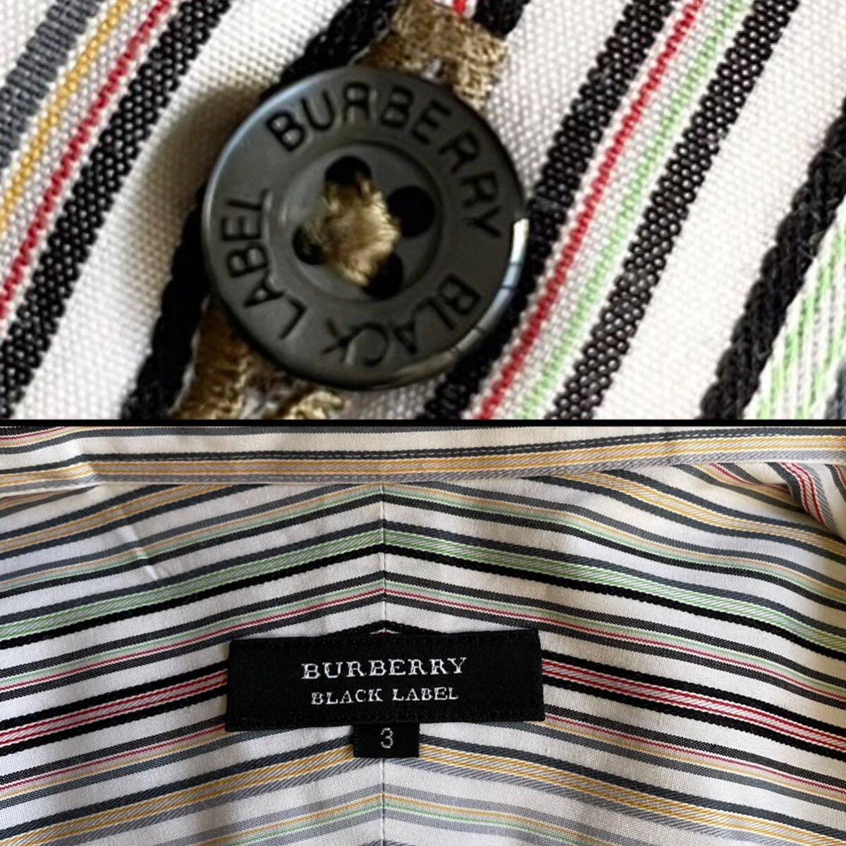  прекрасный товар редкий 3|L! Burberry Black Label рубашка BD длинный рукав шланг вышивка полоса [ подавляющий джентльмен чувство ] BURBERRY BLACK LABEL многоцветный 