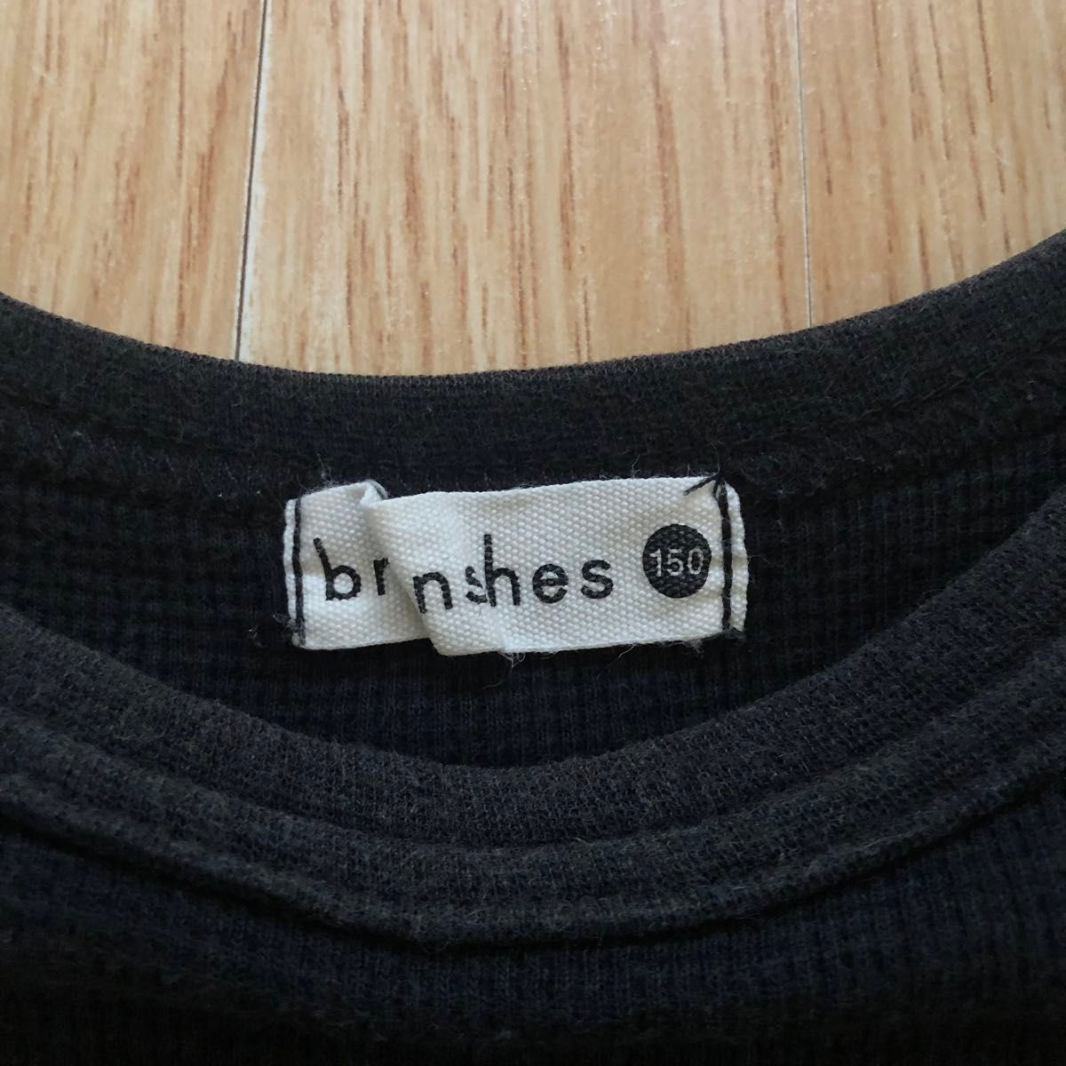 BRANSHES branshes ブランシェス キッズ 男の子 トップス ワッフル Tシャツ 半袖 ブラック 黒 150cm