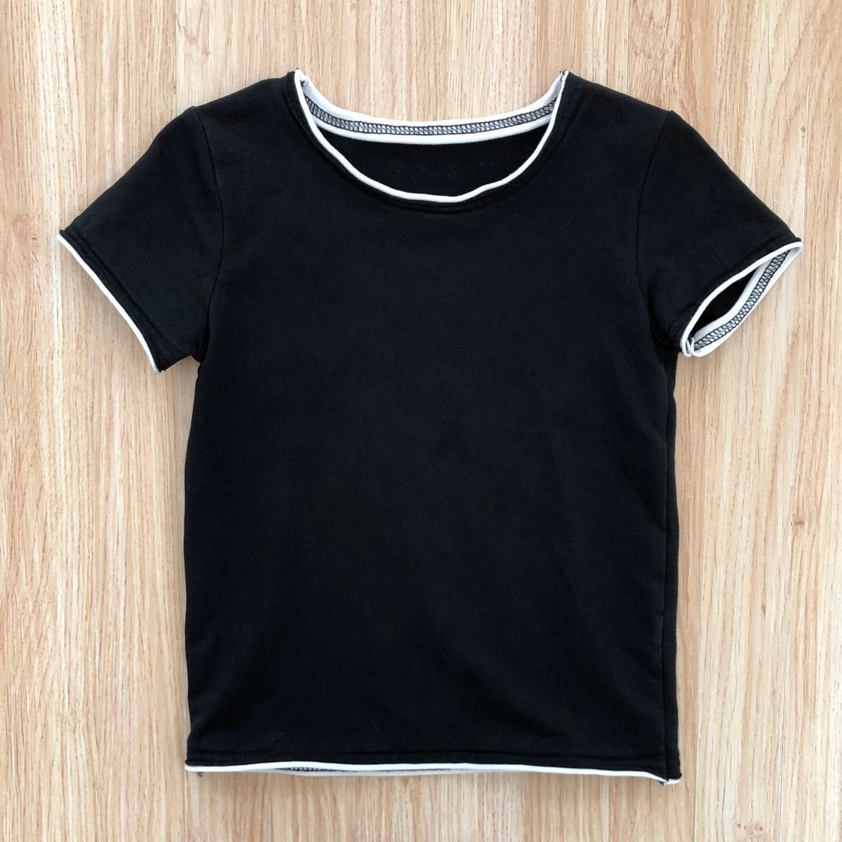 韓国子供服 キッズ 子供 子供服 男の子 Tシャツ トップス 半袖 無地 シンプル 黒 ブラック 100cm 110cm