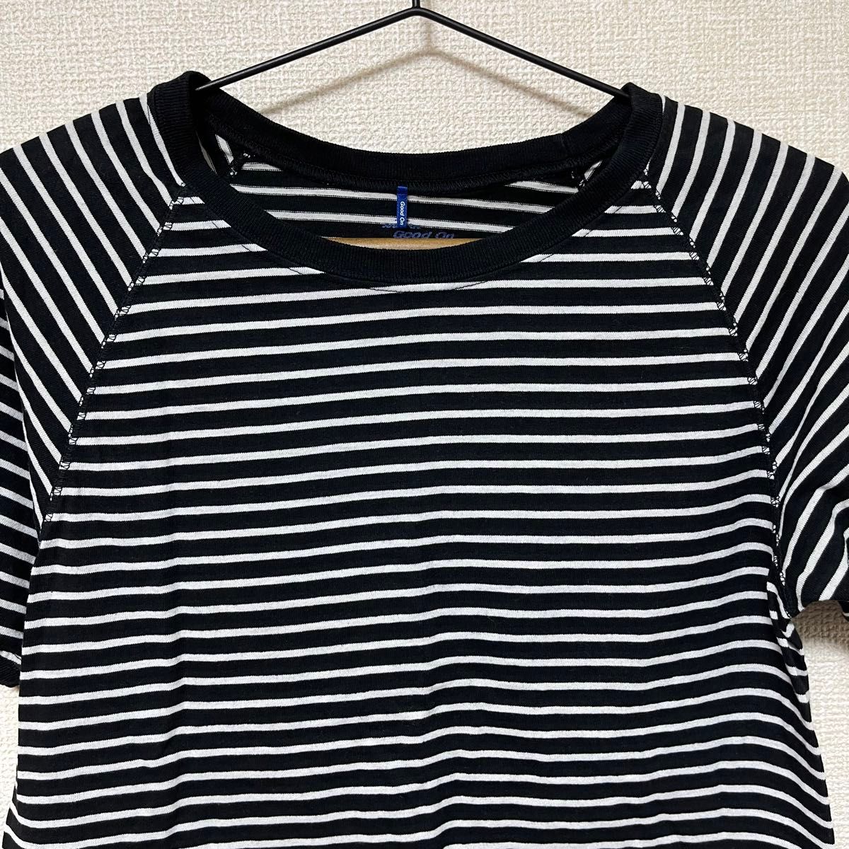 グッドオン　シンプルボーダーカットソー　日本製　半袖　ブラック×ホワイト TEE 半袖Tシャツ カットソー Tシャツ  黒 白