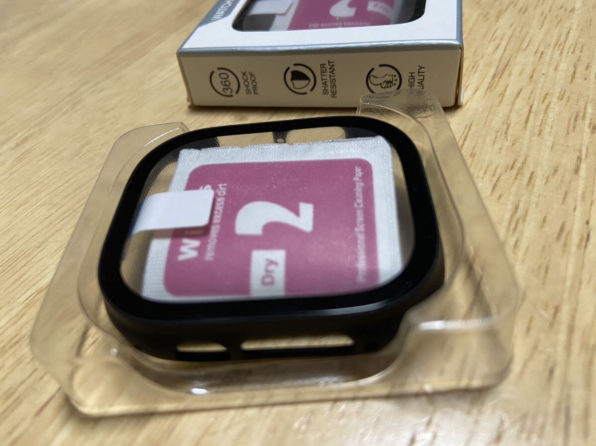 Apple Watch Series 8 ultra 49 mm 用 ケース 一体型 タッチセンシティブ 全面保護 3つセット（黒2つ、黒と透明1つ）_画像7
