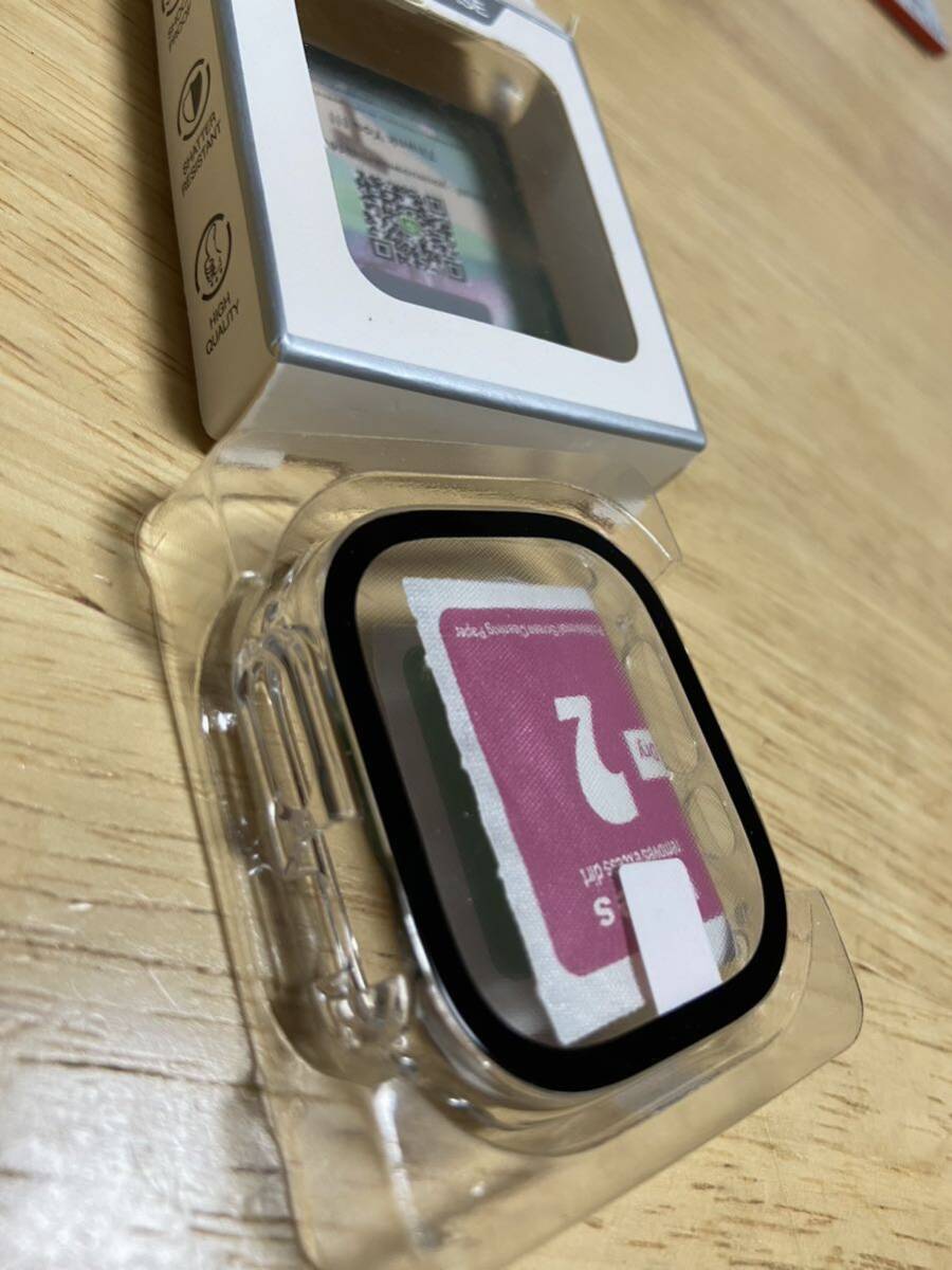 Apple Watch Series 8 ultra 49 mm 用 ケース 一体型 タッチセンシティブ 全面保護 3つセット（黒2つ、黒と透明1つ）_画像6