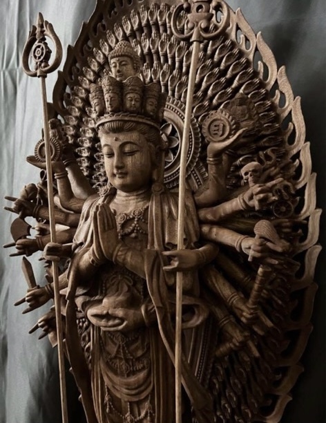  extra-large type height 80cm Buddhism handicraft total . made . wave sculpture tree carving Buddhist image thousand hand . sound bodhisattva . image 