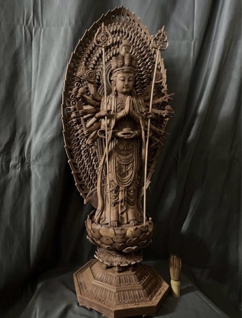  extra-large type height 80cm Buddhism handicraft total . made . wave sculpture tree carving Buddhist image thousand hand . sound bodhisattva . image 