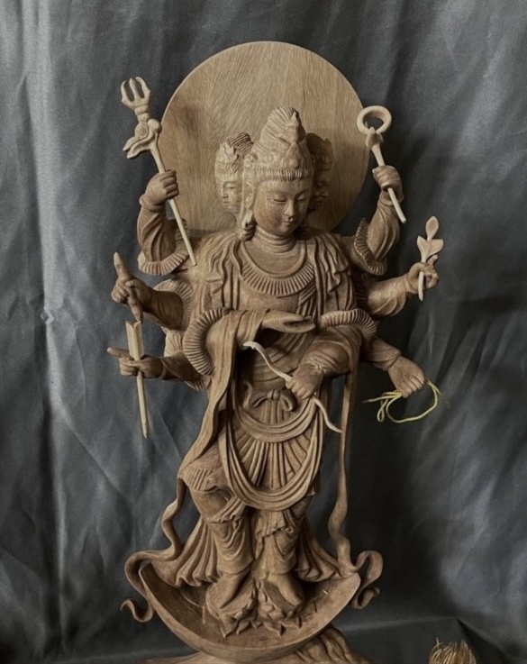 large 57cm Buddhism handicraft total . made . wave sculpture finest quality carving tree carving Buddhist image . profit main heaven . image 