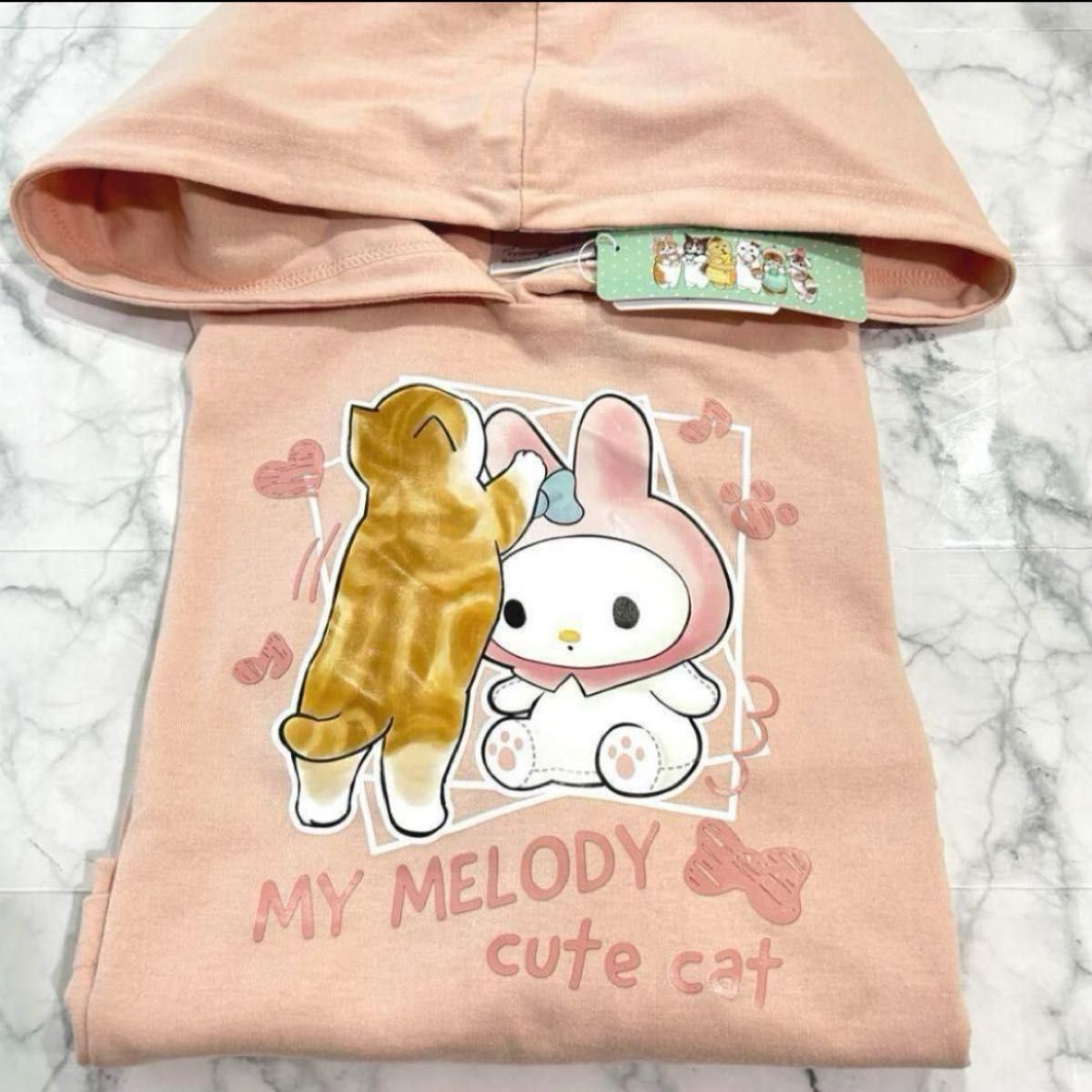 モフサンド【M】ぢゅの マイメロディ コラボ Tシャツ サンリオ アベイル 猫　マイメロ　ピンク　パーカー　半袖　トップス