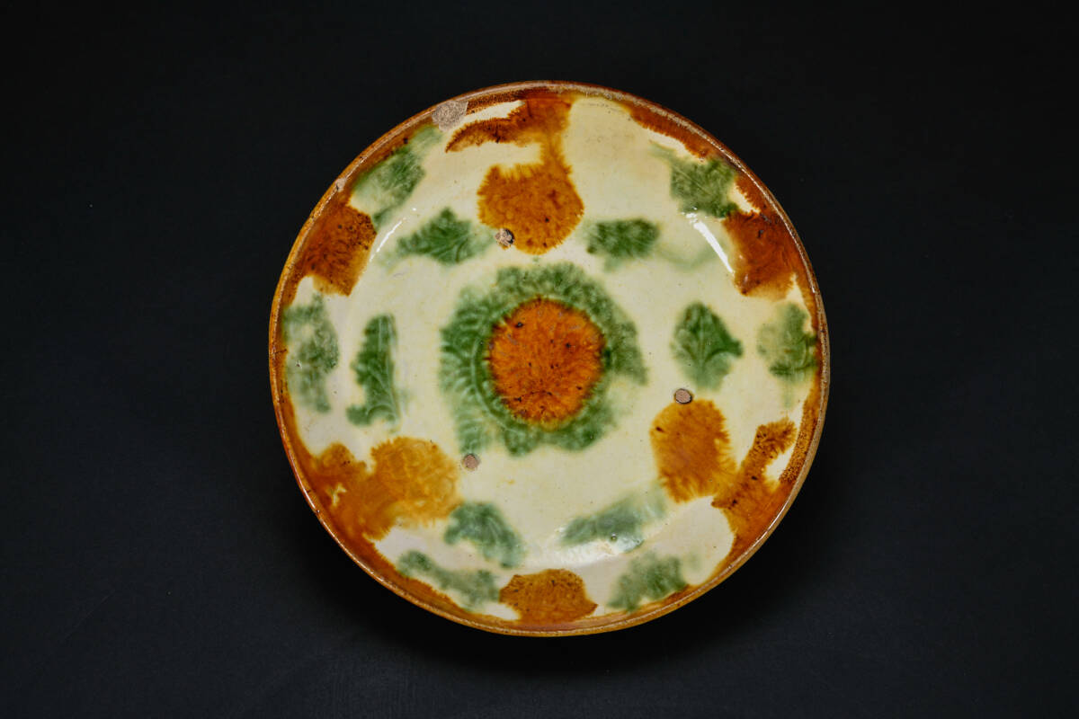 br10625 China old . Tang three . plate ornament ceramics ceramics and porcelain width 16.5cm height 4cm