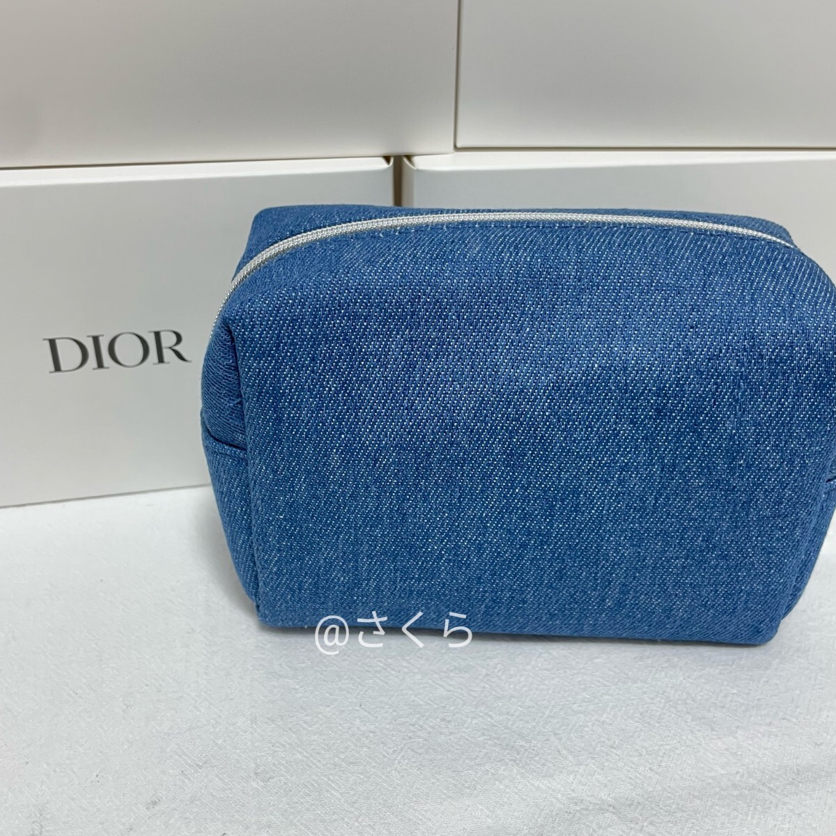 ディオール Dior ノベルテポーチ 化粧ポーチ ノベルティ クリスチャンディオール　ブルー　デニムポーチ　非売品　新品未使用_画像5