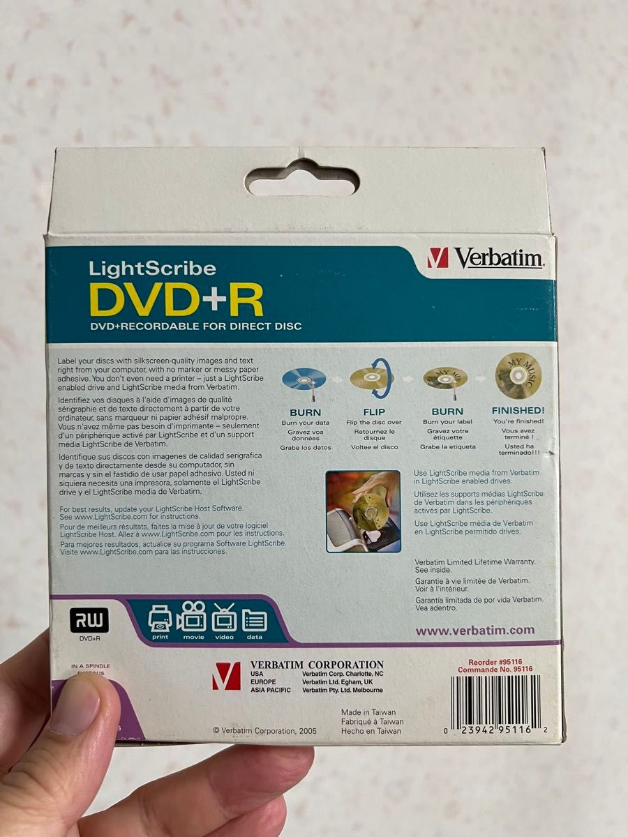 LightScribe DVD+Rメディア10枚（メディアは未開封、箱にはダメージあり） 16倍速 Verbatim