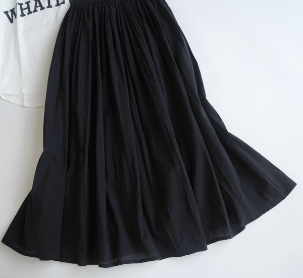 新品COCAコカ■着映え度抜群！インド綿きれい色フレアスカート 黒 ロングの画像3