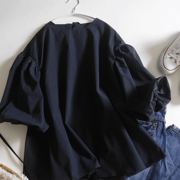 * new goods #COCA Coca # back ribbon ba Rune sleeve A line blouse navy L