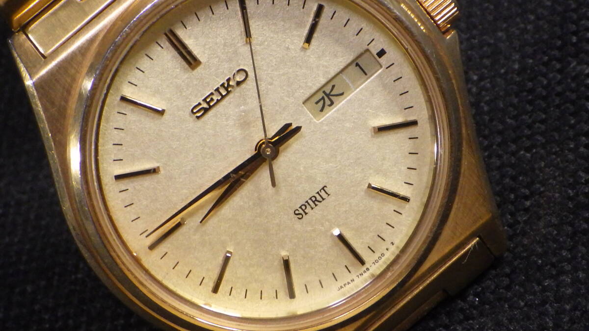  superior article *SEIKO Seiko vintage Spirit SPIRIT[7N48-7000] men's quartz wristwatch operation goods *