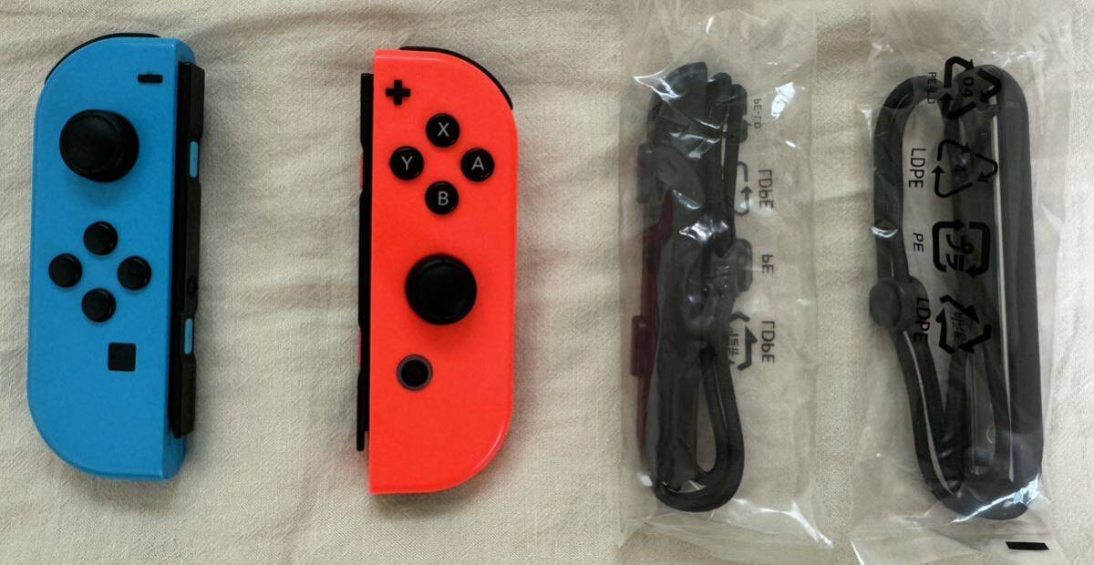 Nintendo ニンテンドー Joy-Con ネオンブルー ネオンレッド ジャンク ストラップ付_画像1