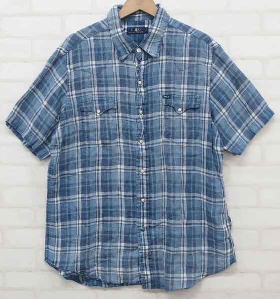 6T4307[ клик post соответствует ] Ralph Lauren проверка марля рубашка 