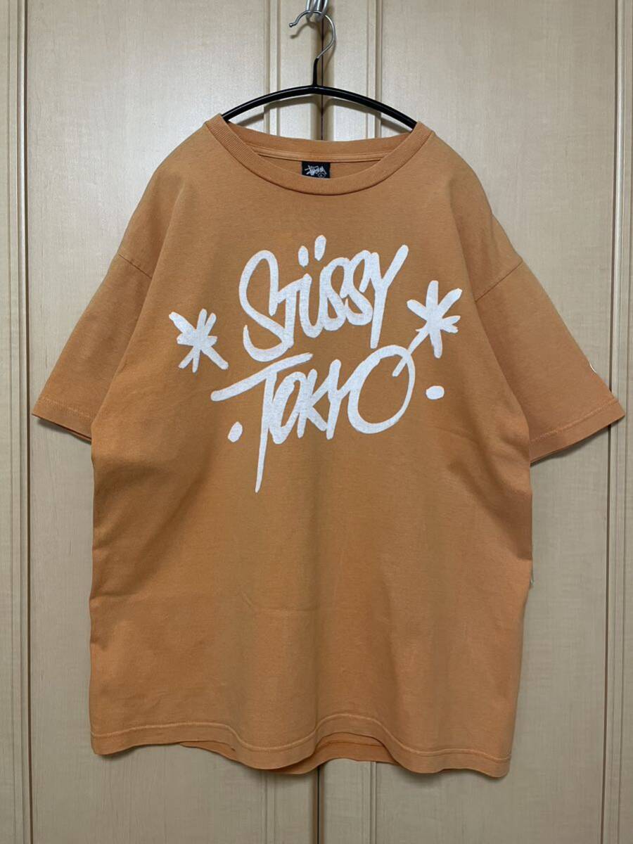 00s old STUSSY TOKYOプリント 半袖Tシャツ オレンジ オールドステューシー USA カットソー メンズ クルーネック Lサイズ ビンテージの画像2