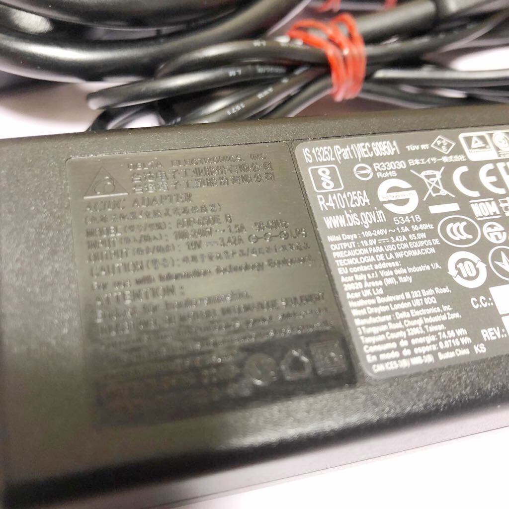 中古 DELTA 製 Acer Aspire 5 A515-55用 ADP-65DE B ACアダプター19V 3.42A 65W コネクタ：3.0mm*1.1mm 動作済み 管理番号SHA1219_画像2